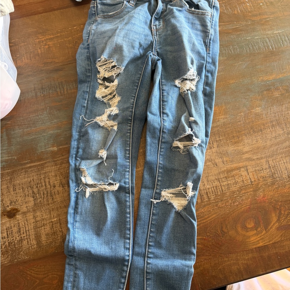 American Eagle Outfitters Light Blue Ripped Skinny Jeans